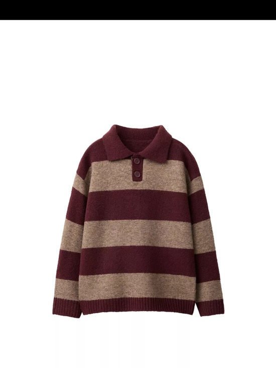 Zara Other - NWT Zara Kids Toddler Boy Burgundy and Tan Striped Collared Knit Sweater 4